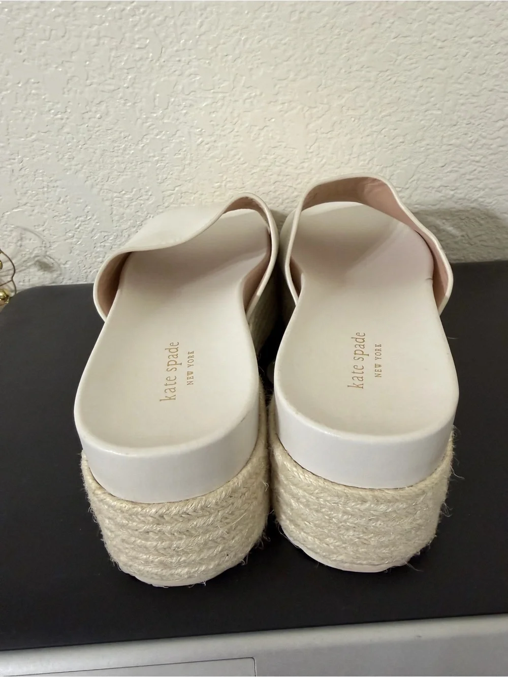 Kate Spade Zia espadrilles platform slide sandals cream leather size 9.5
